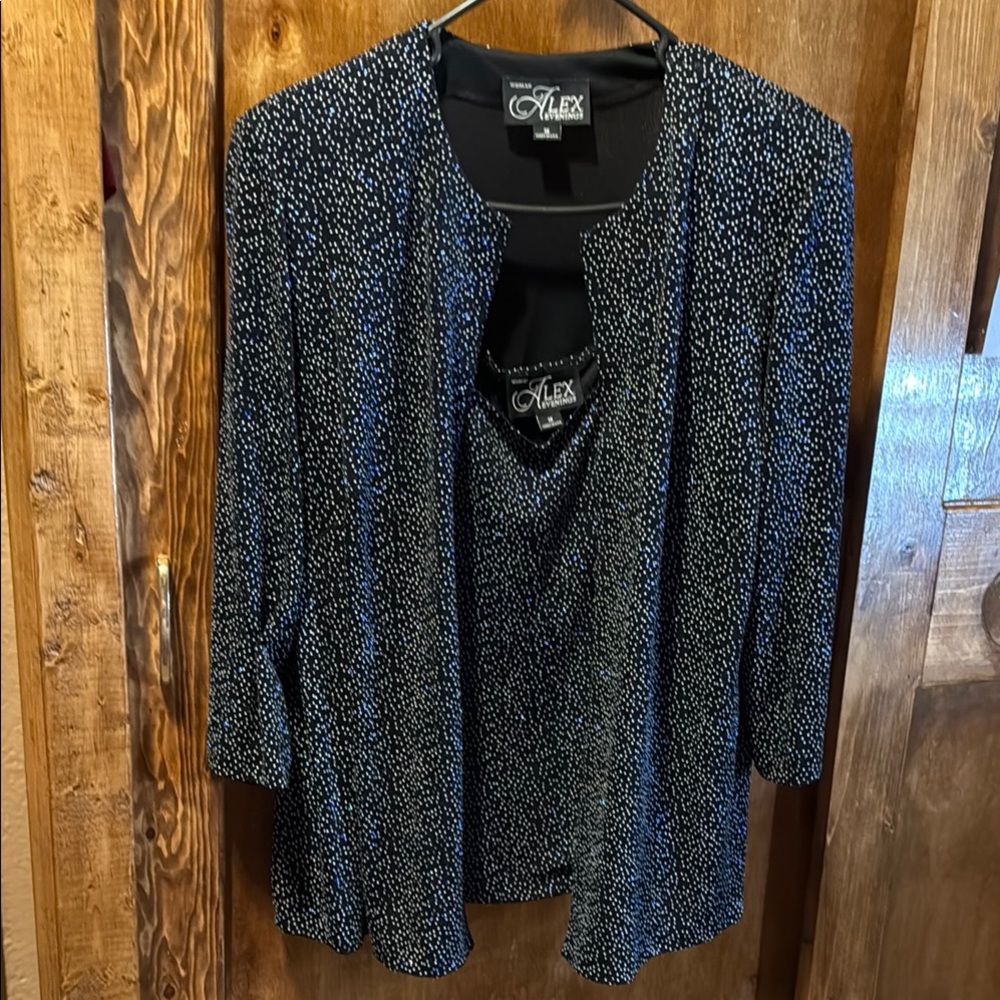 Alex Evenings Blue and White Shimmer Cardigan